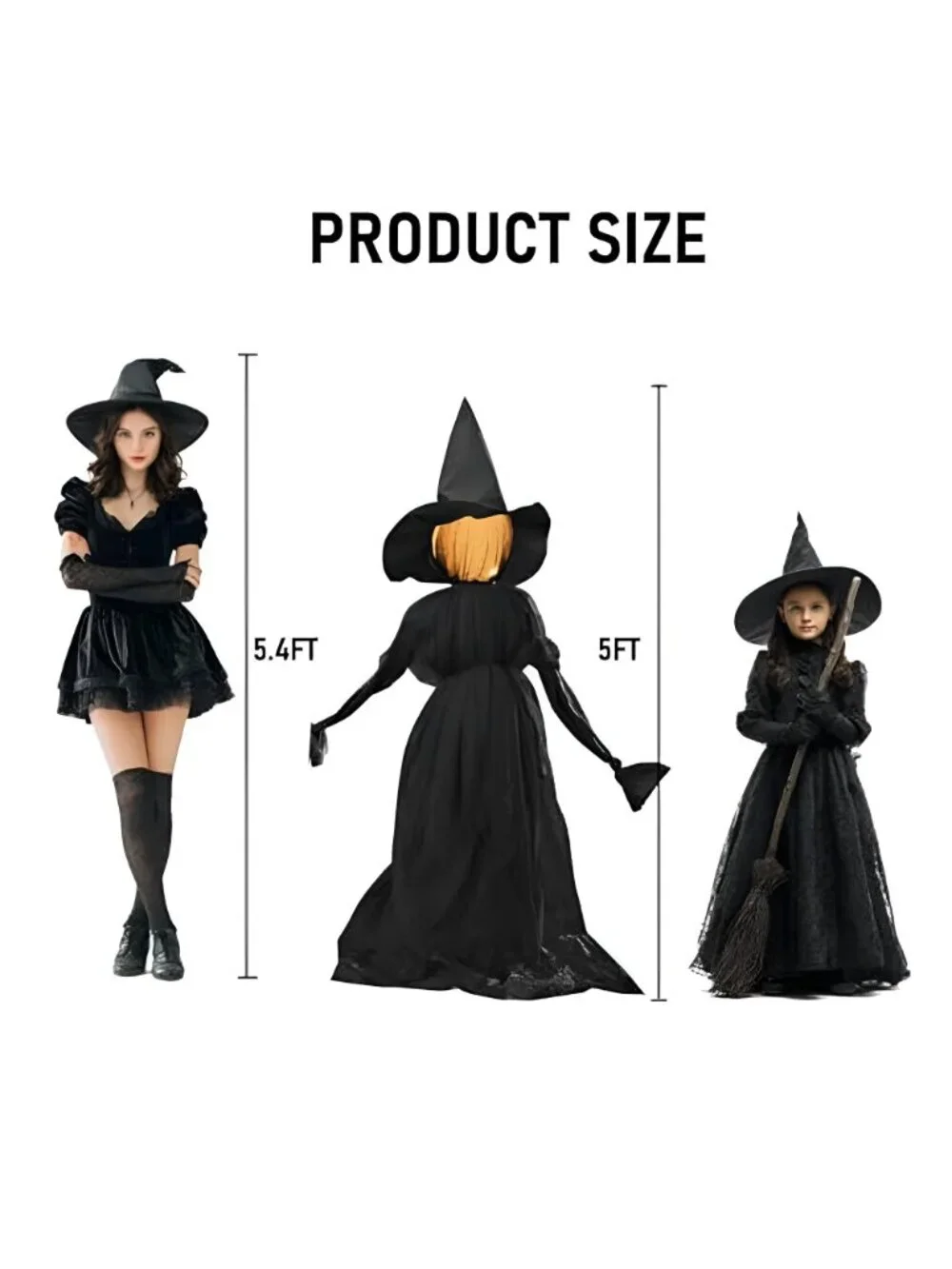 Halloween Witch Decorations Outdoor, 5 FT Set of 3 Light Up Witches Stakes